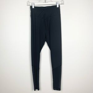 SHEIN Cross Wrap Waistband Mesh Hem Leggings